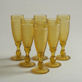 Siara Amber Stem Glass Set of 6